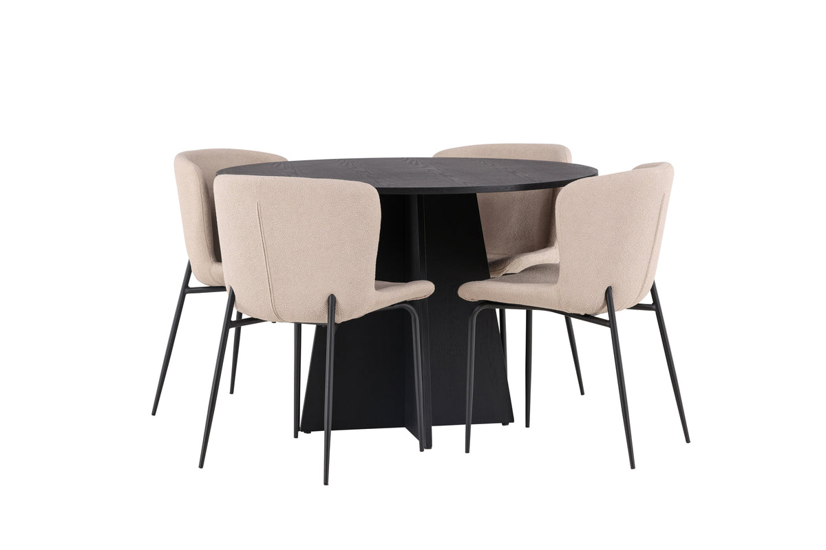 Bootcut Matbord med Modesto Stolarna – Bord: ⌀110 Stol: 54x79,5x48