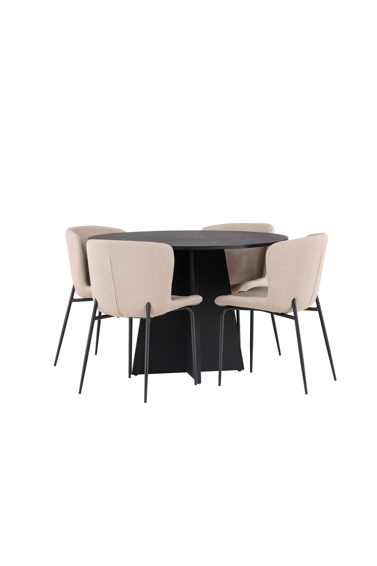Bootcut Matbord med Modesto Stolarna – Bord: ⌀110 Stol: 54x79,5x48
