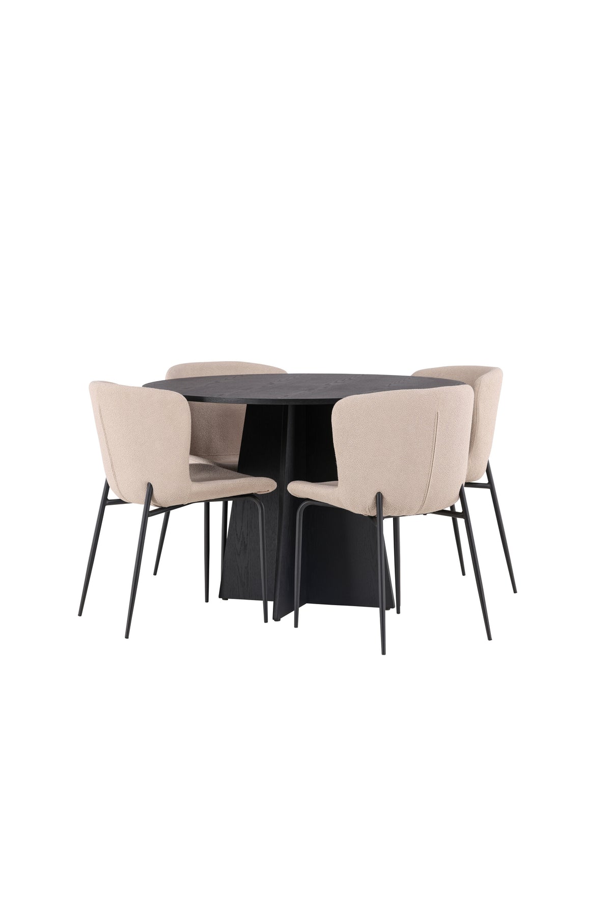 Bootcut Matbord med Modesto Stolarna – Bord: ⌀110 Stol: 54x79,5x48