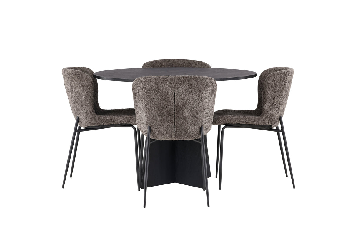 Bootcut Matbord med Modesto Stolarna – Bord: ⌀110 Stol: 54x79,5x48