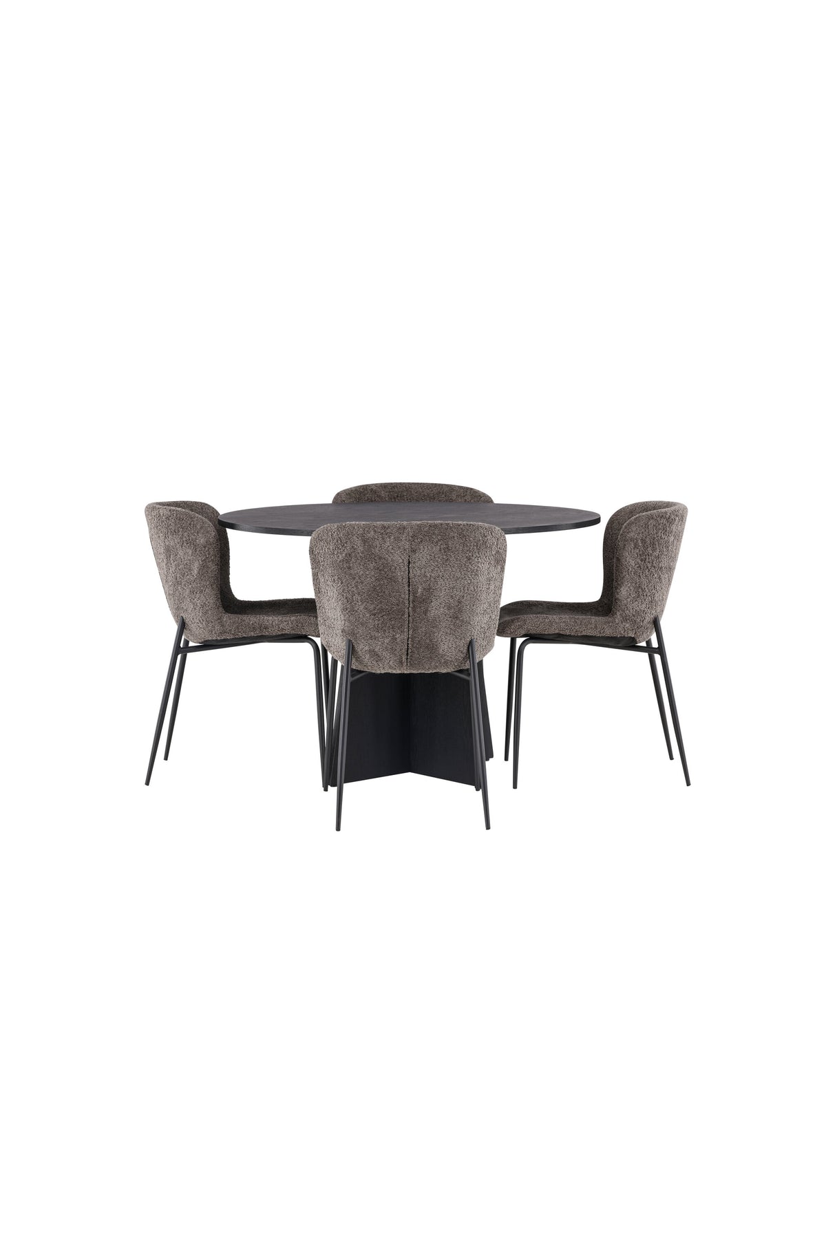 Bootcut Matbord med Modesto Stolarna – Bord: ⌀110 Stol: 54x79,5x48