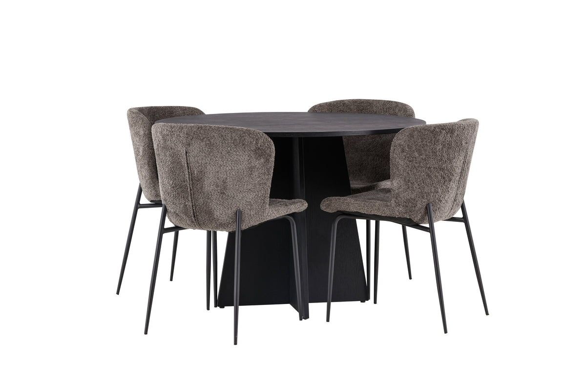 Bootcut Matbord med Modesto Stolarna – Bord: ⌀110 Stol: 54x79,5x48