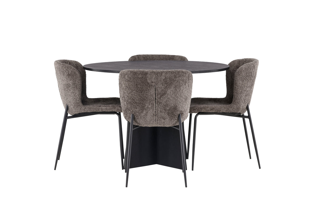 Bootcut Matbord med Modesto Stolarna – Bord: ⌀110 Stol: 54x79,5x48