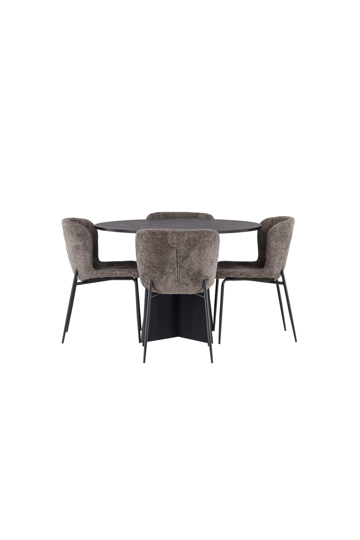 Bootcut Matbord med Modesto Stolarna – Bord: ⌀110 Stol: 54x79,5x48