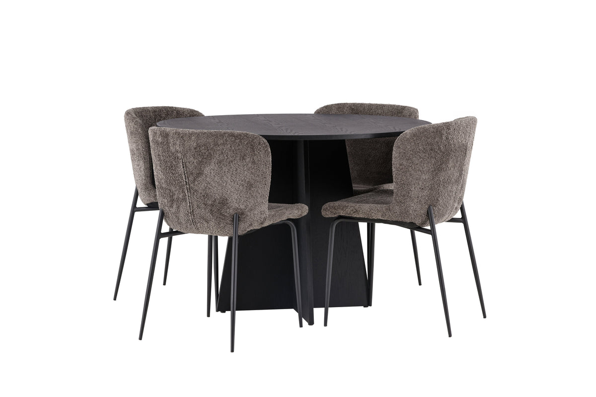 Bootcut Matbord med Modesto Stolarna – Bord: ⌀110 Stol: 54x79,5x48