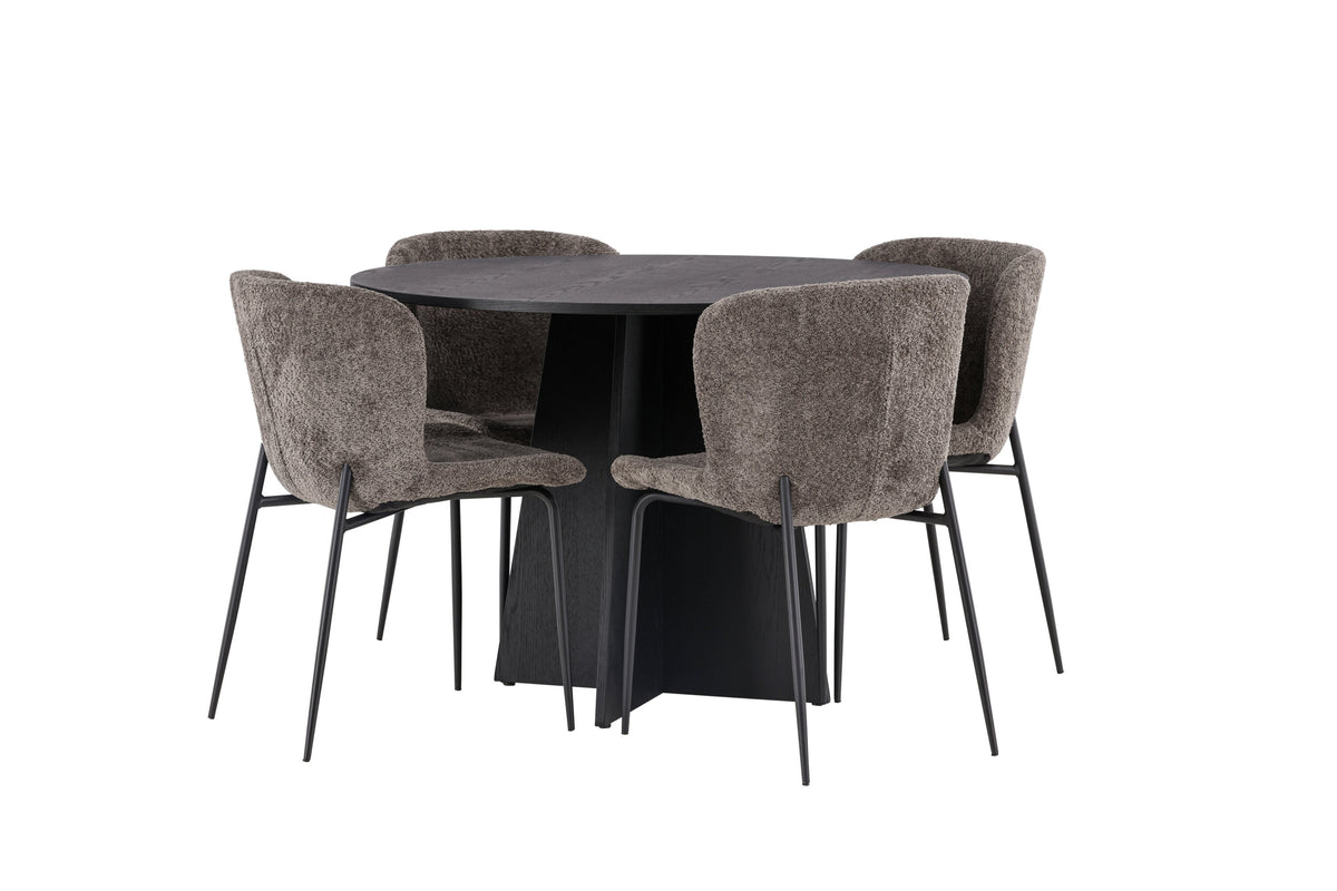 Bootcut Matbord med Modesto Stolarna – Bord: ⌀110 Stol: 54x79,5x48
