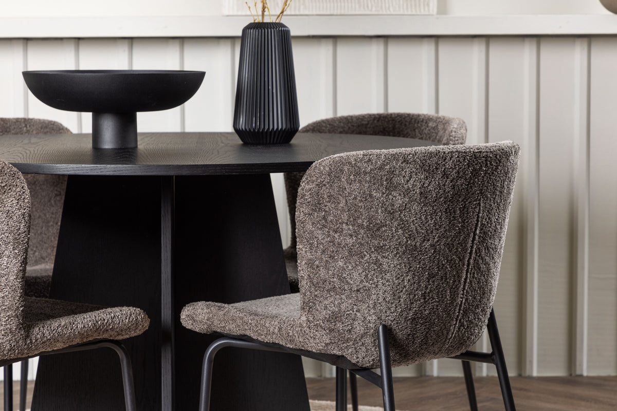 Bootcut Matbord med Modesto Stolarna – Bord: ⌀110 Stol: 54x79,5x48