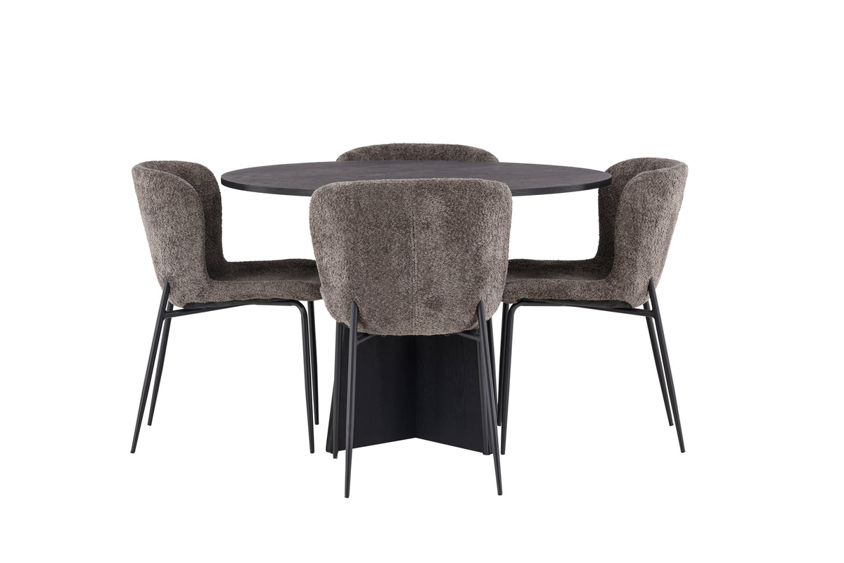 Bootcut Matbord med Modesto Stolarna – Bord: ⌀110 Stol: 54x79,5x48
