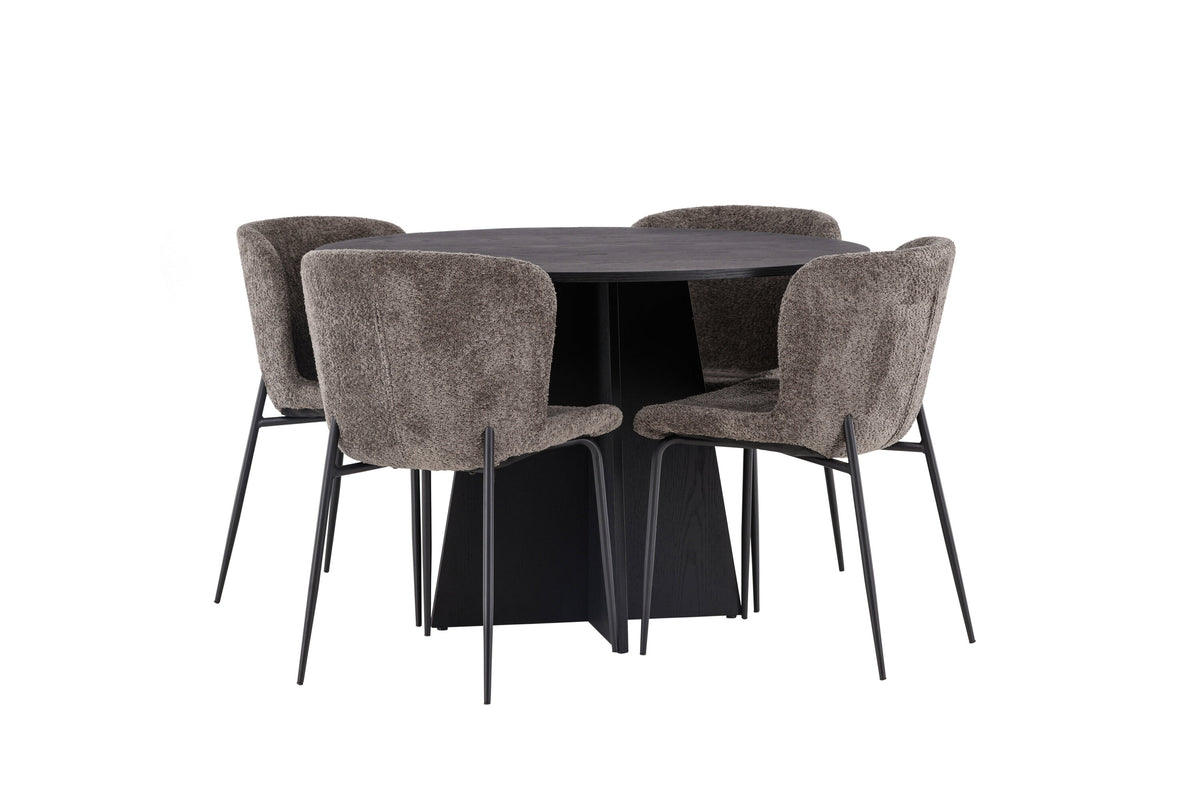 Bootcut Matbord med Modesto Stolarna – Bord: ⌀110 Stol: 54x79,5x48