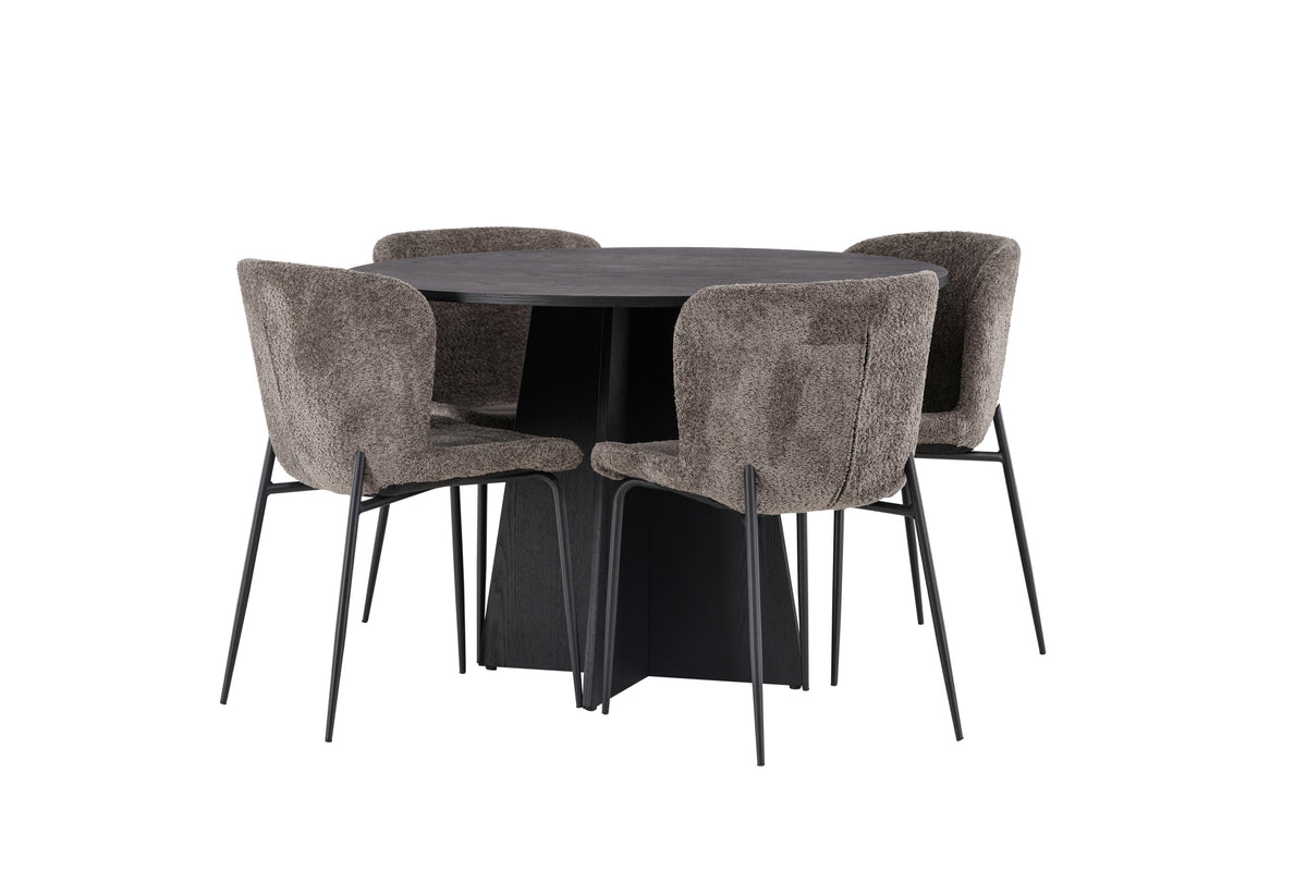 Bootcut Matbord med Modesto Stolarna – Bord: ⌀110 Stol: 54x79,5x48