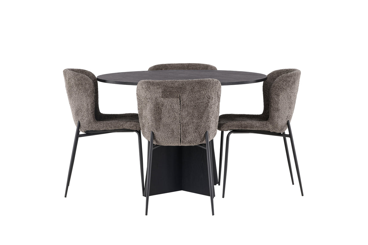 Bootcut Matbord med Modesto Stolarna – Bord: ⌀110 Stol: 54x79,5x48