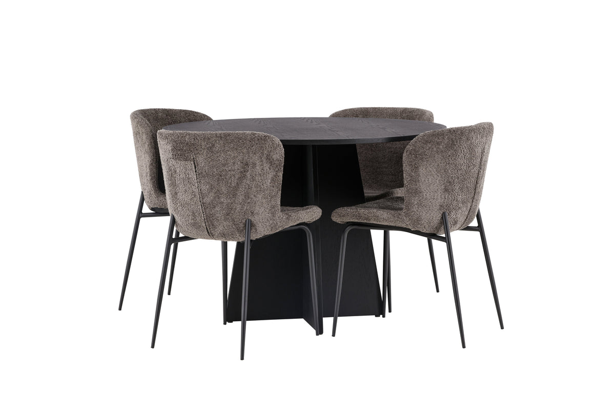 Bootcut Matbord med Modesto Stolarna – Bord: ⌀110 Stol: 54x79,5x48