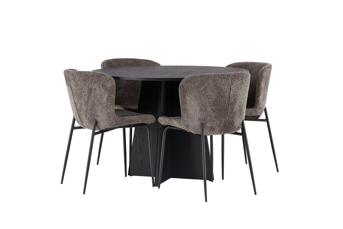Bootcut Matbord med Modesto Stolarna – Bord: ⌀110 Stol: 54x79,5x48