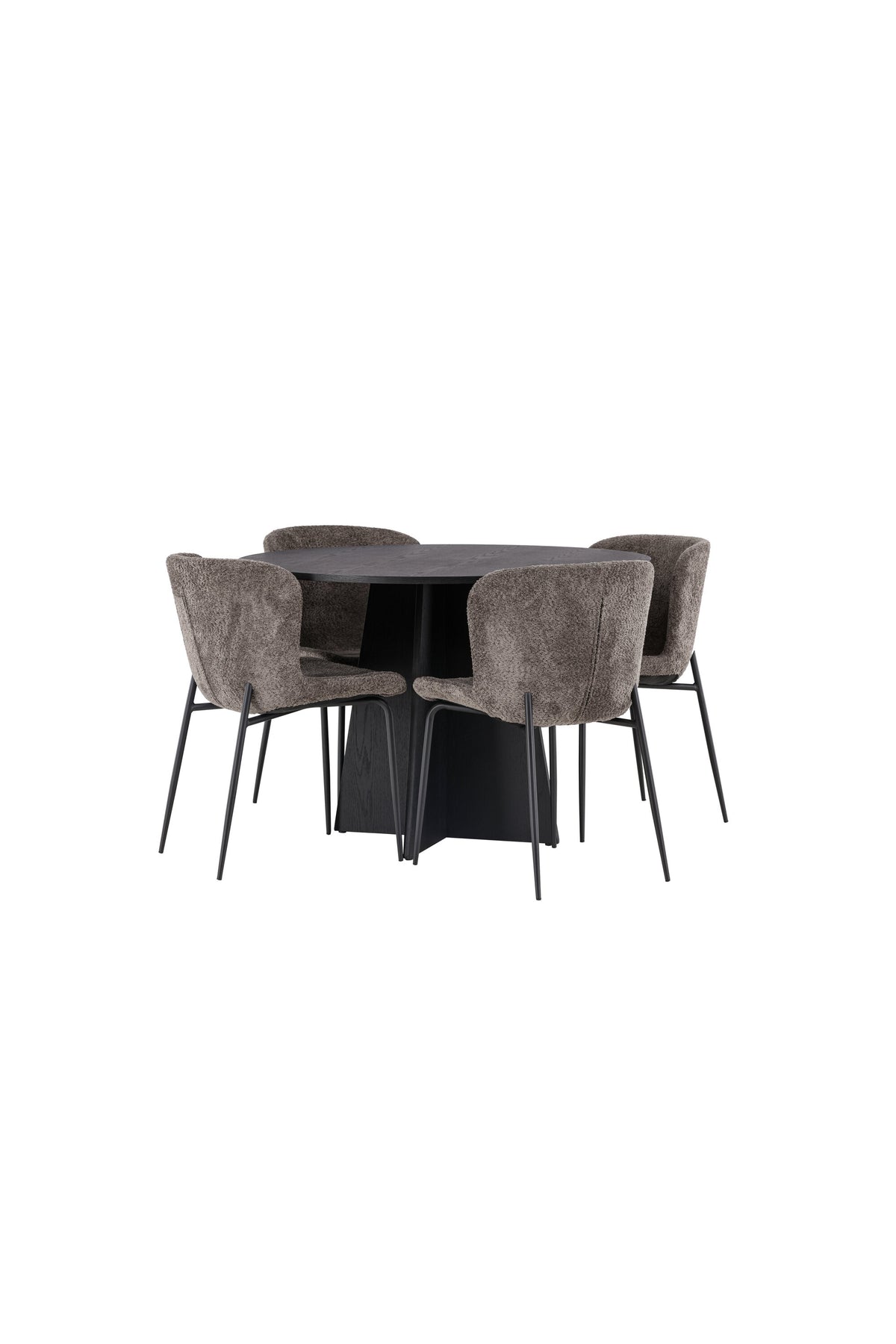 Bootcut Matbord med Modesto Stolarna – Bord: ⌀110 Stol: 54x79,5x48