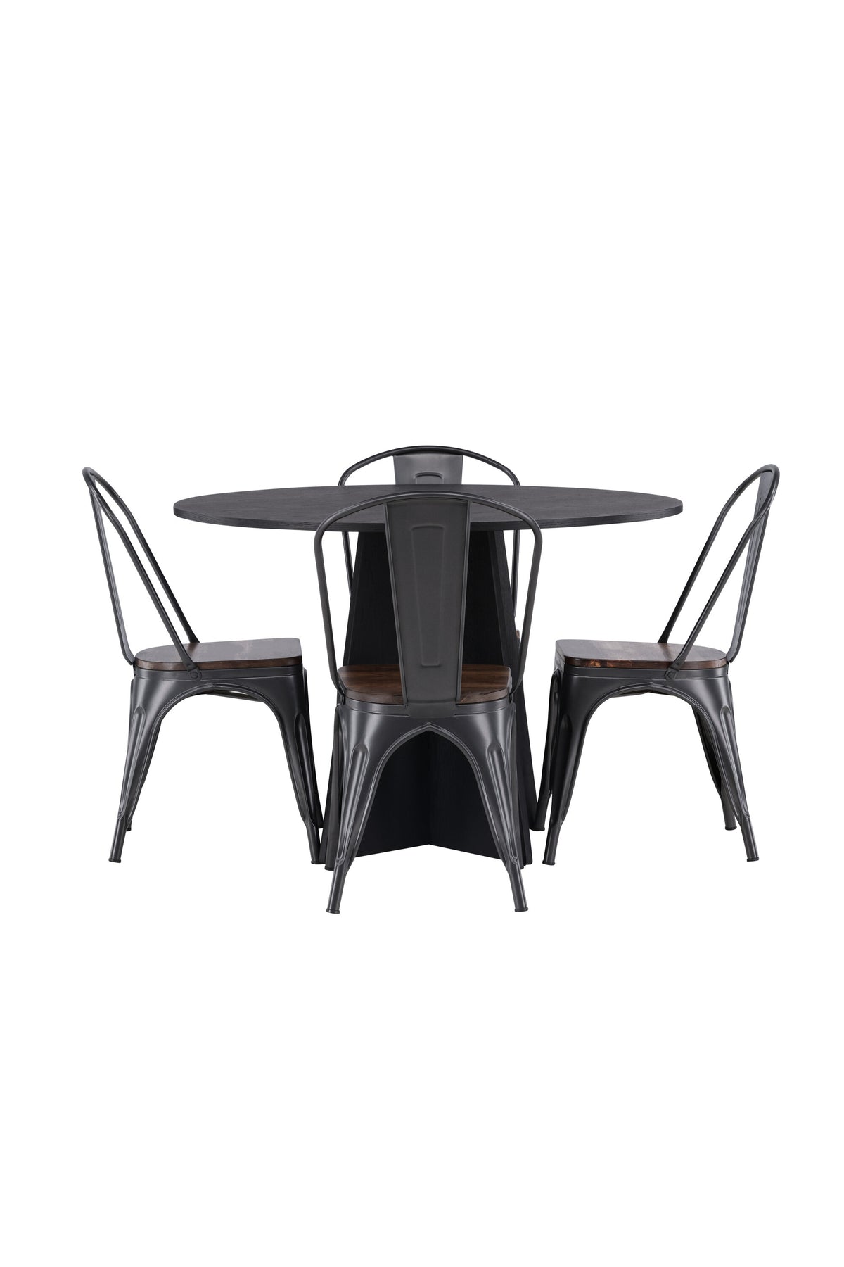 Bootcut Matbord med Tempe Stolarna – Bord: ⌀110 Stol: 53x85x45