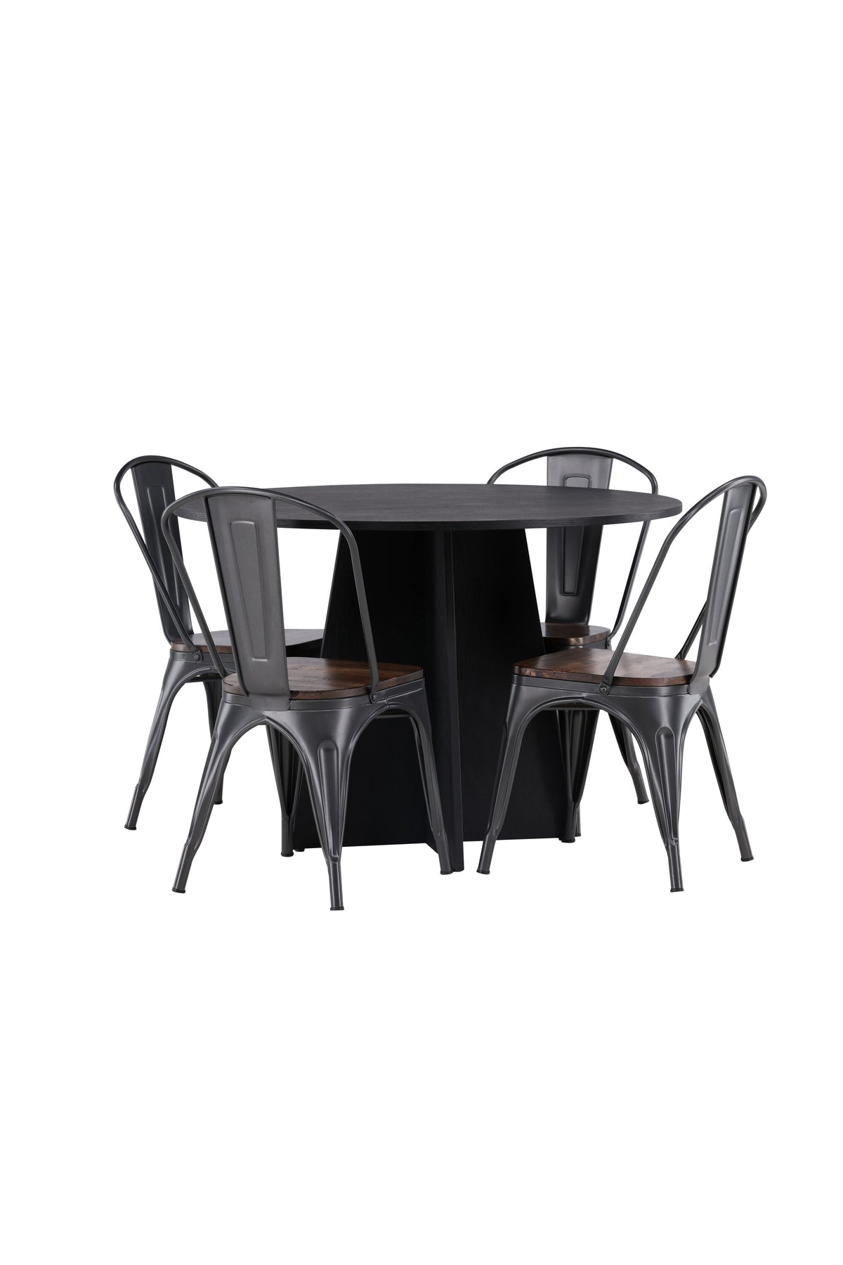 Bootcut Matbord med Tempe Stolarna – Bord: ⌀110 Stol: 53x85x45