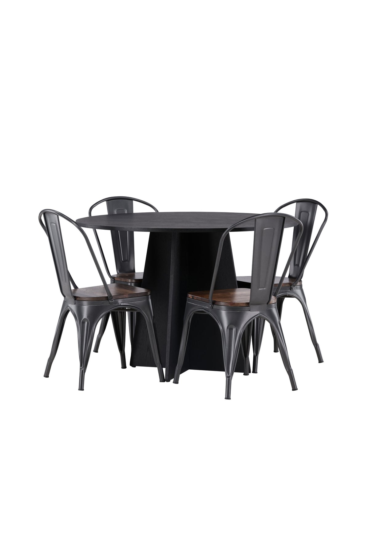 Bootcut Matbord med Tempe Stolarna – Bord: ⌀110 Stol: 53x85x45