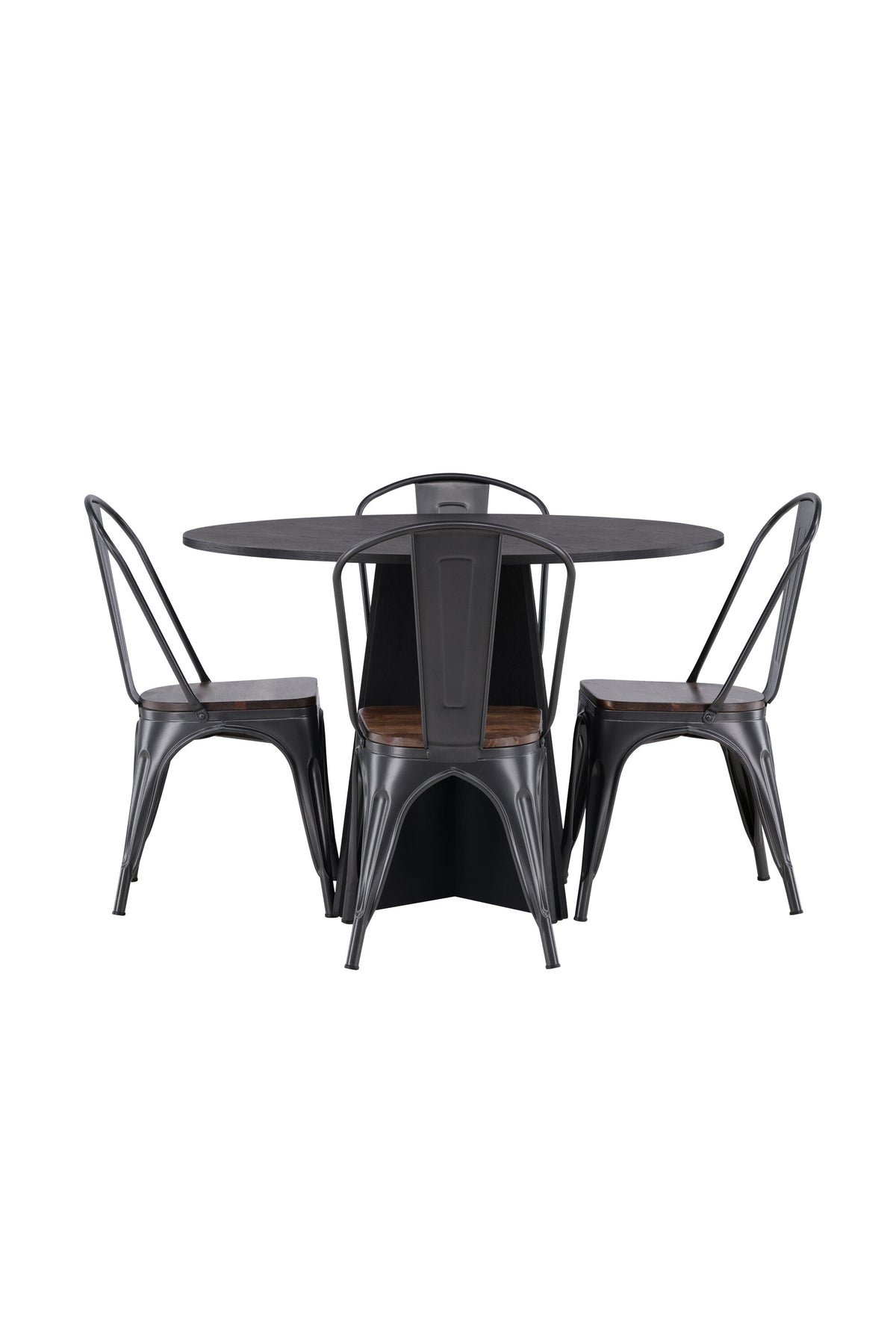 Bootcut Matbord med Tempe Stolarna – Bord: ⌀110 Stol: 53x85x45