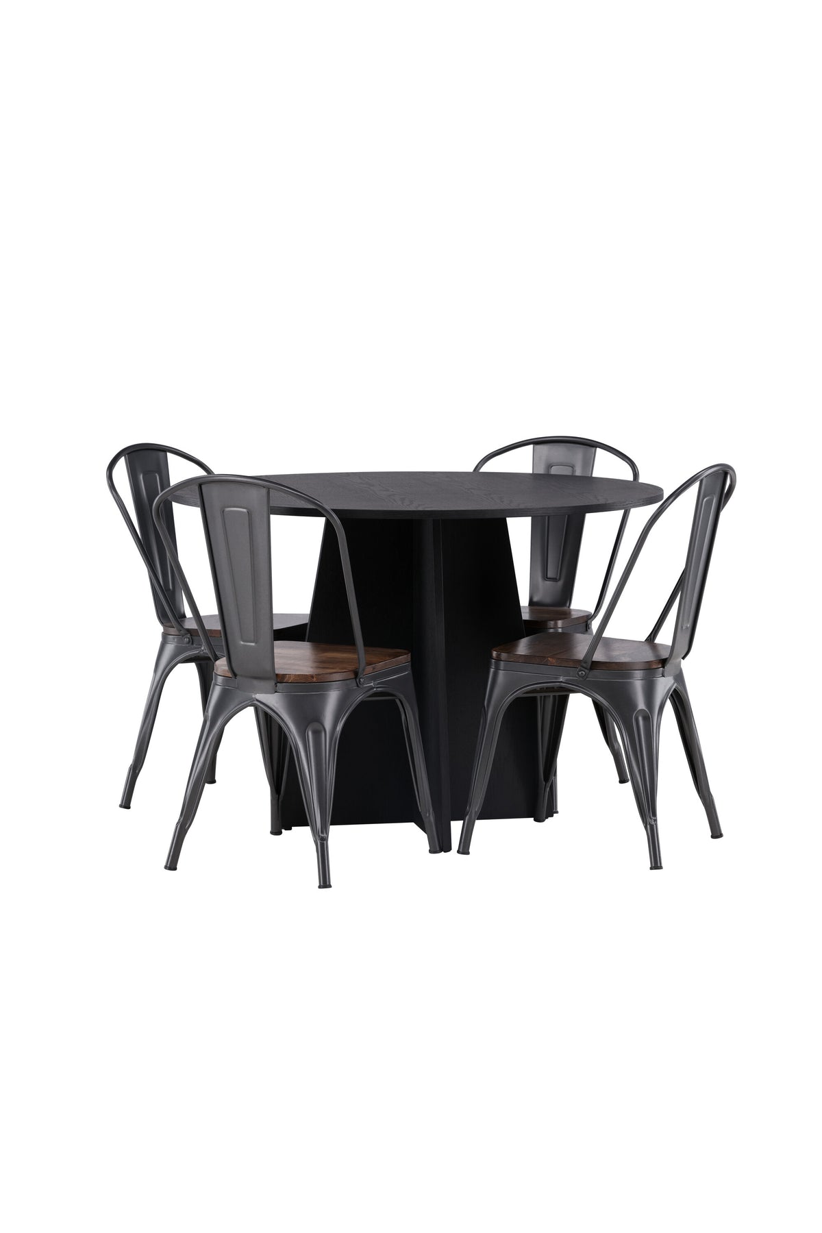 Bootcut Matbord med Tempe Stolarna – Bord: ⌀110 Stol: 53x85x45