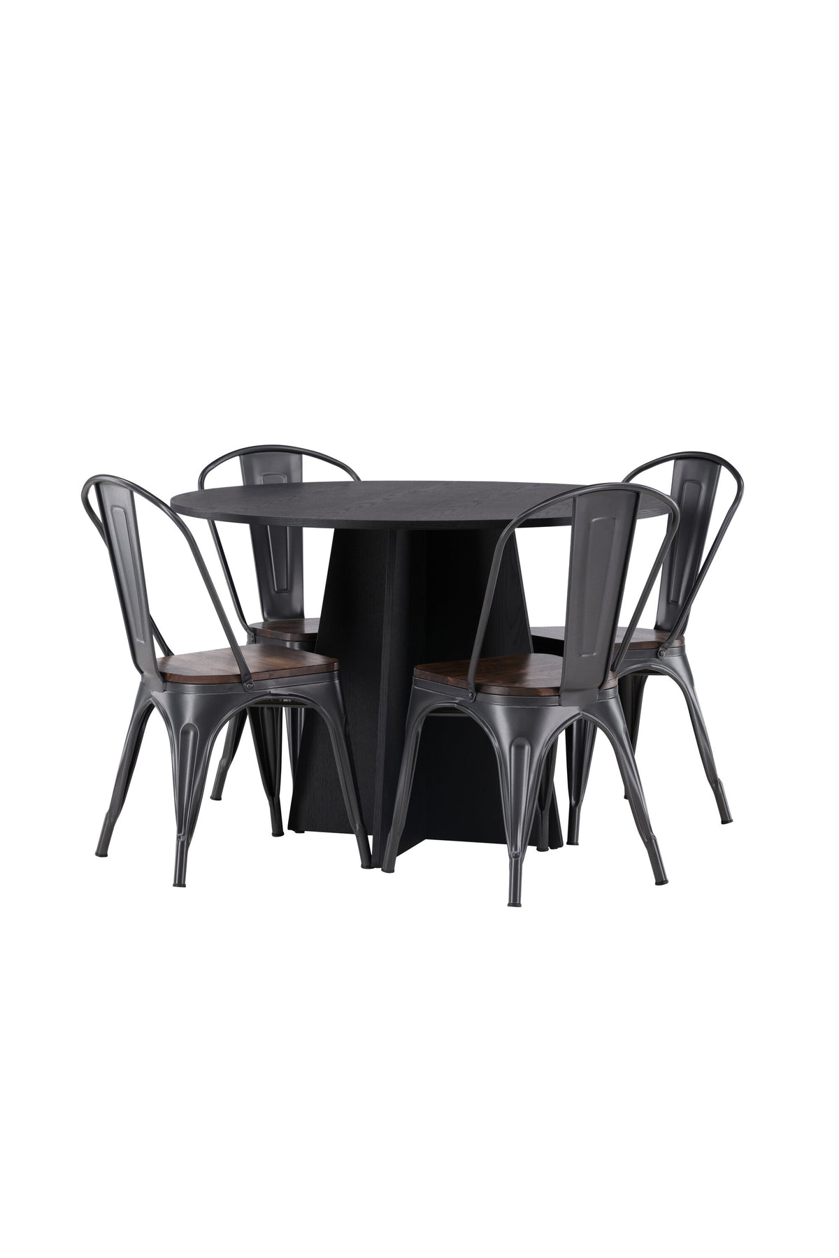 Bootcut Matbord med Tempe Stolarna – Bord: ⌀110 Stol: 53x85x45