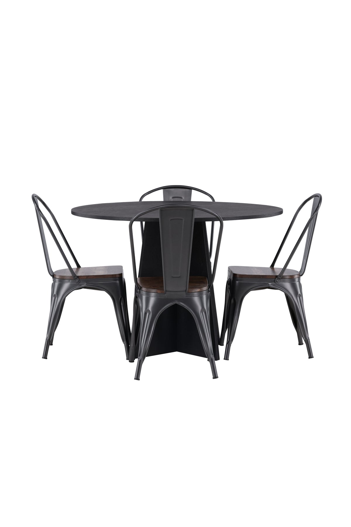 Bootcut Matbord med Tempe Stolarna – Bord: ⌀110 Stol: 53x85x45