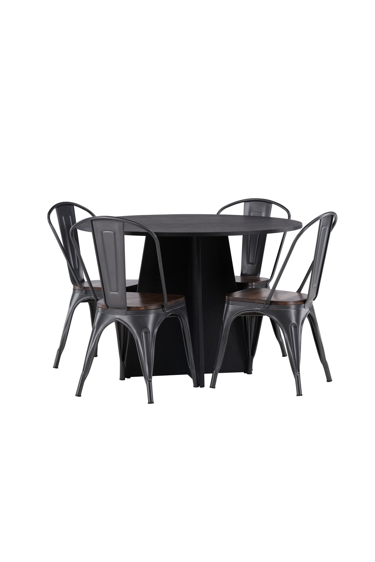 Bootcut Matbord med Tempe Stolarna – Bord: ⌀110 Stol: 53x85x45