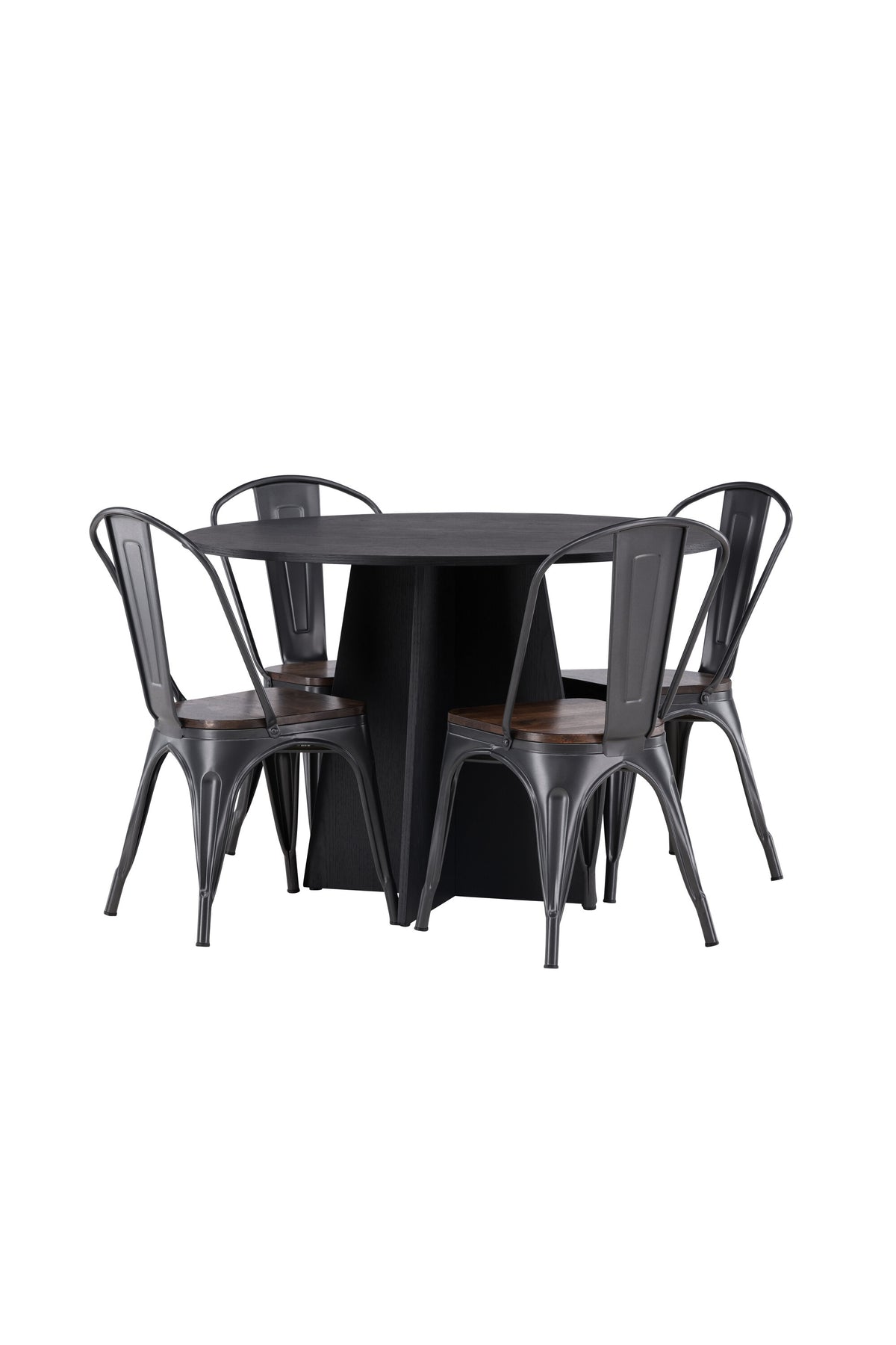 Bootcut Matbord med Tempe Stolarna – Bord: ⌀110 Stol: 53x85x45