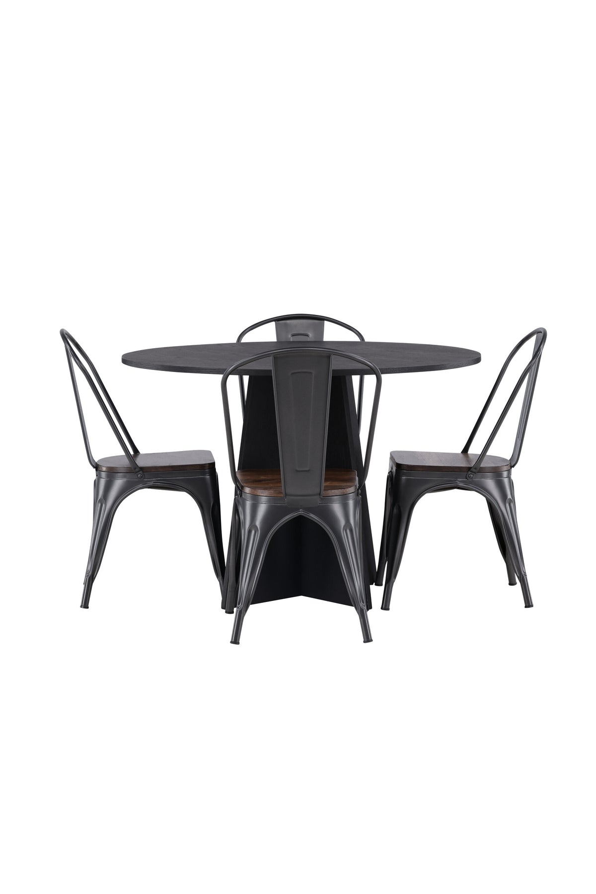 Bootcut Matbord med Tempe Stolarna – Bord: ⌀110 Stol: 53x85x45