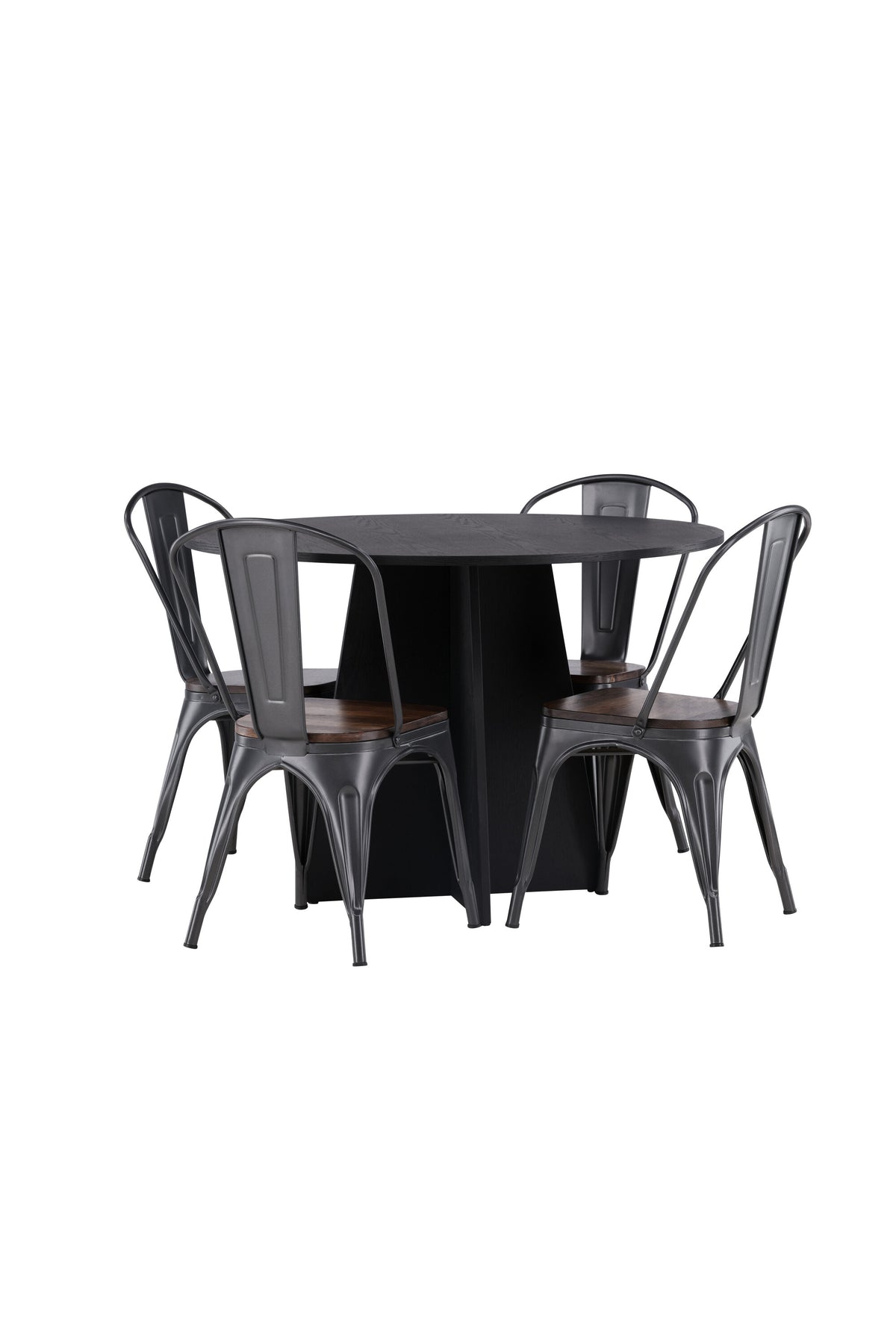Bootcut Matbord med Tempe Stolarna – Bord: ⌀110 Stol: 53x85x45