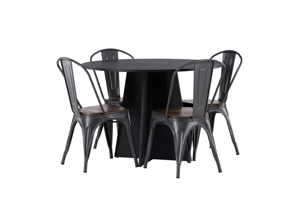 Bootcut Matbord med Tempe Stolarna – Bord: ⌀110 Stol: 53x85x45