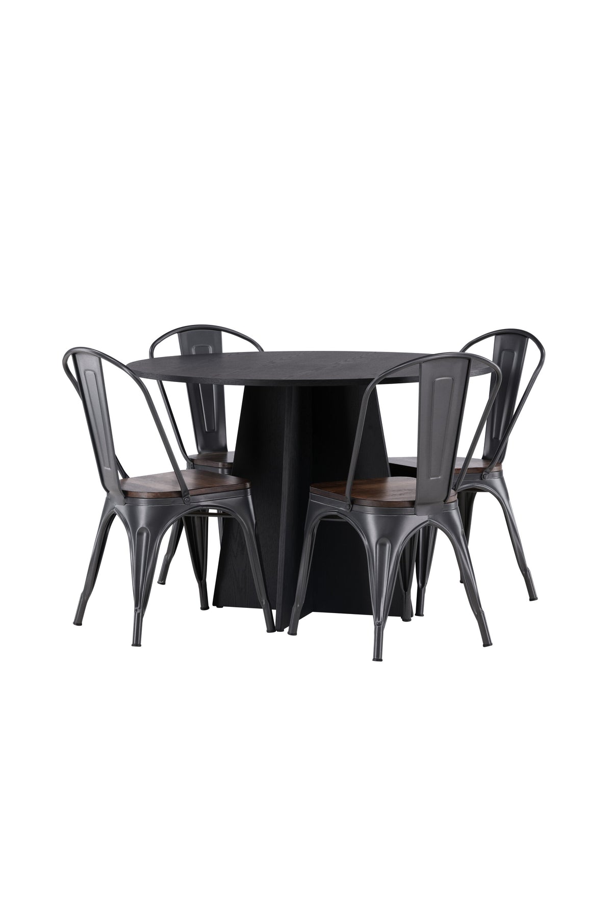 Bootcut Matbord med Tempe Stolarna – Bord: ⌀110 Stol: 53x85x45