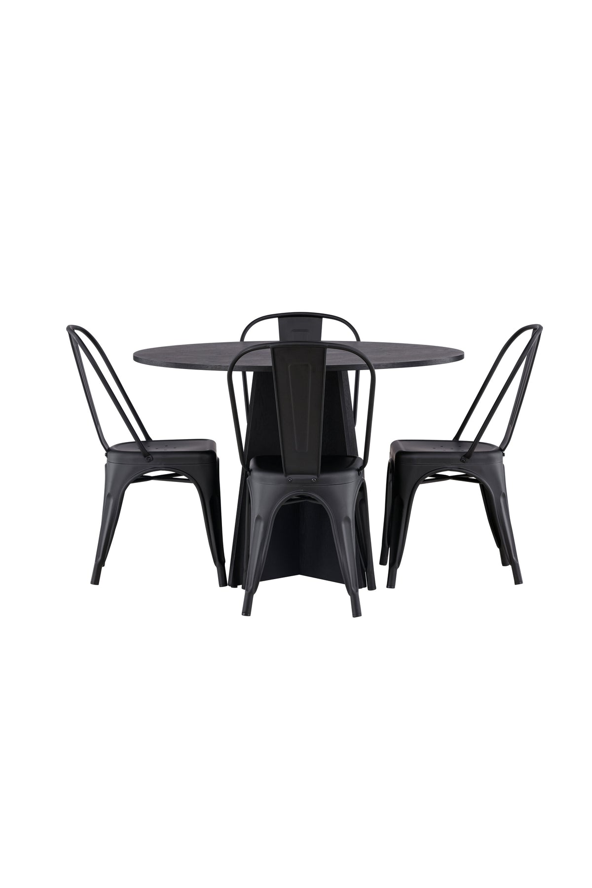 Bootcut Matbord med Tempe Stolarna – Bord: ⌀110 Stol: 53x85x45