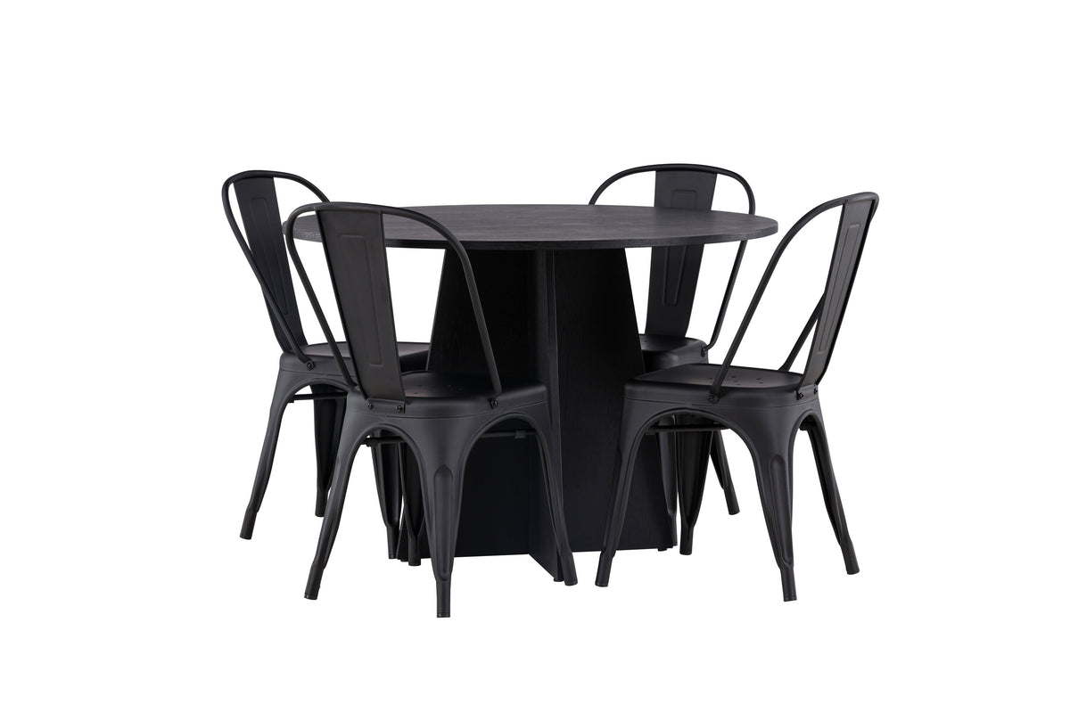 Bootcut Matbord med Tempe Stolarna – Bord: ⌀110 Stol: 53x85x45
