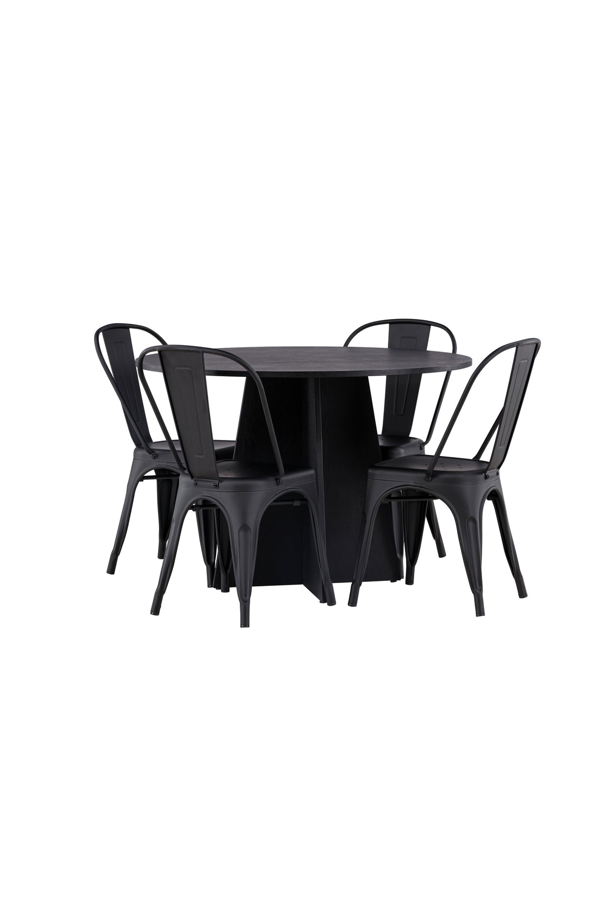 Bootcut Matbord med Tempe Stolarna – Bord: ⌀110 Stol: 53x85x45