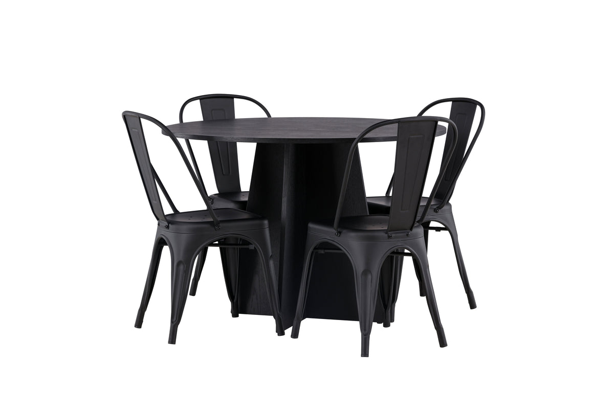 Bootcut Matbord med Tempe Stolarna – Bord: ⌀110 Stol: 53x85x45