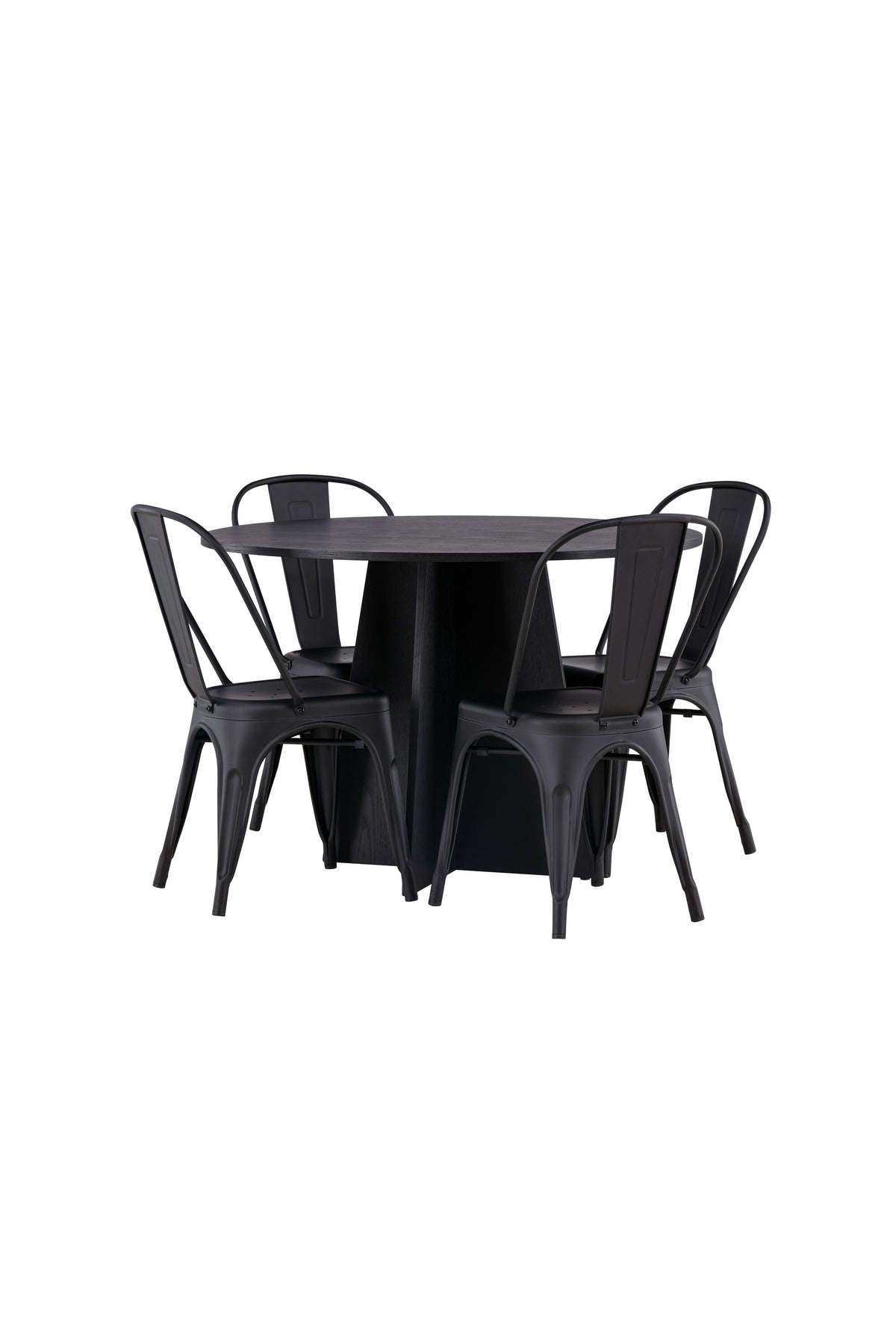 Bootcut Matbord med Tempe Stolarna – Bord: ⌀110 Stol: 53x85x45