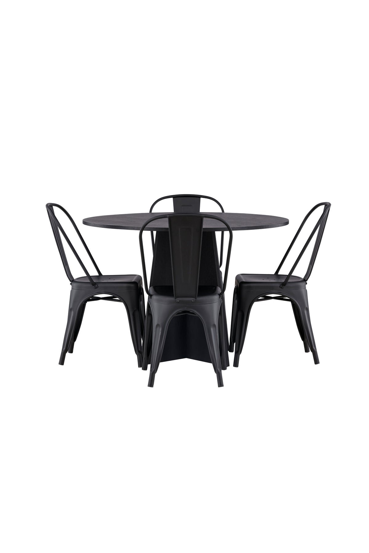 Bootcut Matbord med Tempe Stolarna – Bord: ⌀110 Stol: 53x85x45