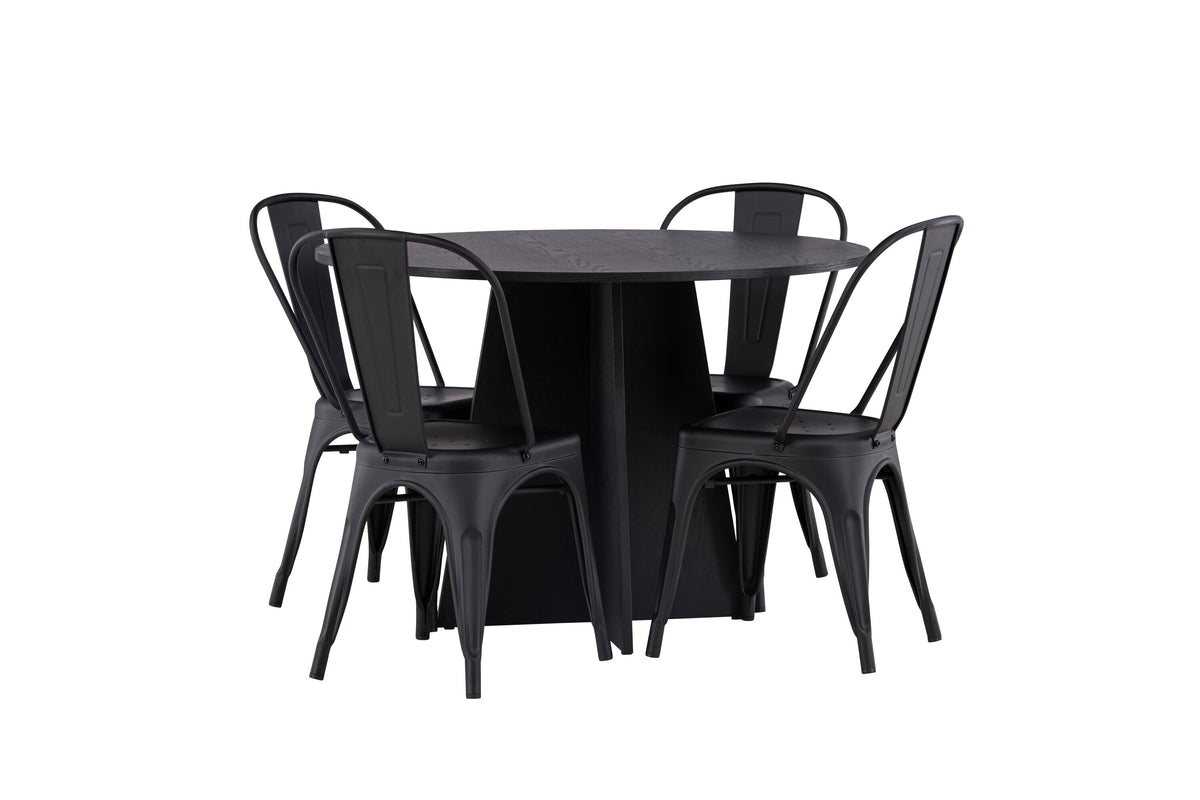 Bootcut Matbord med Tempe Stolarna – Bord: ⌀110 Stol: 53x85x45