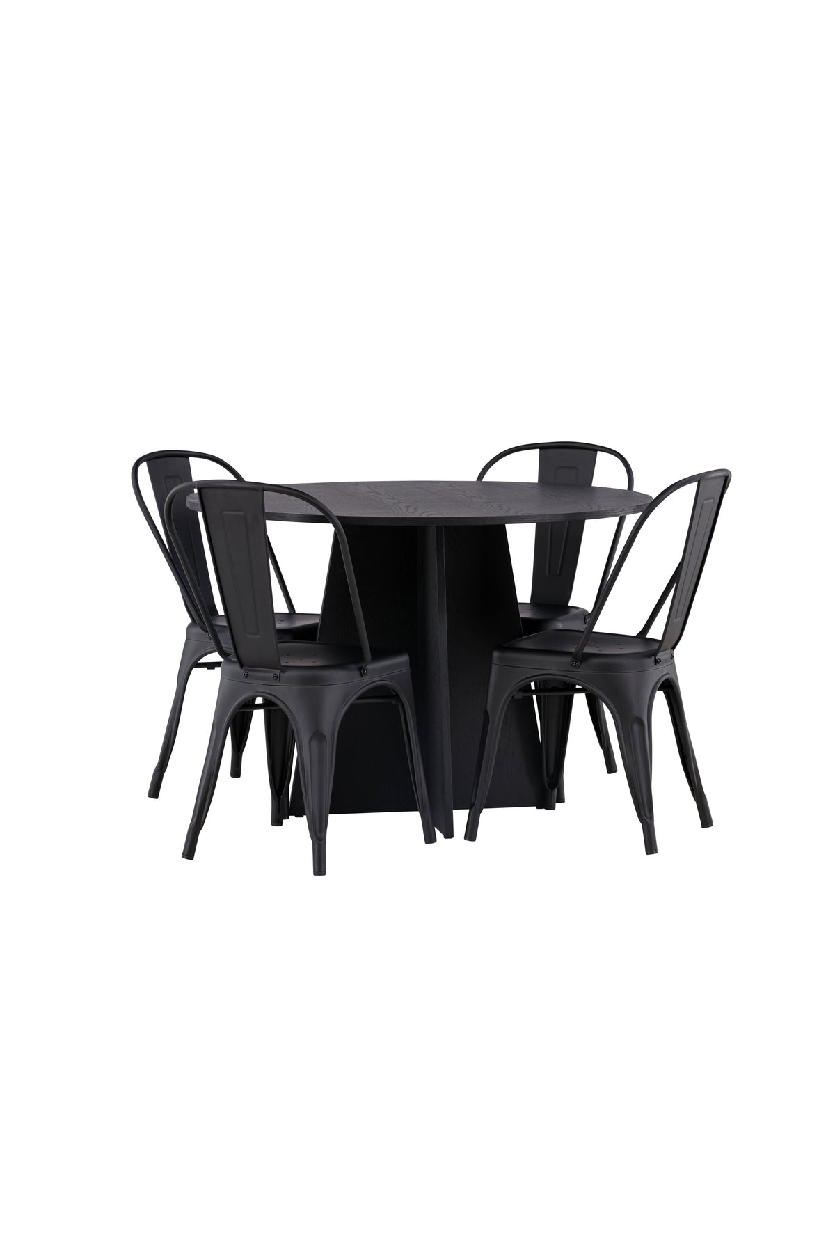 Bootcut Matbord med Tempe Stolarna – Bord: ⌀110 Stol: 53x85x45