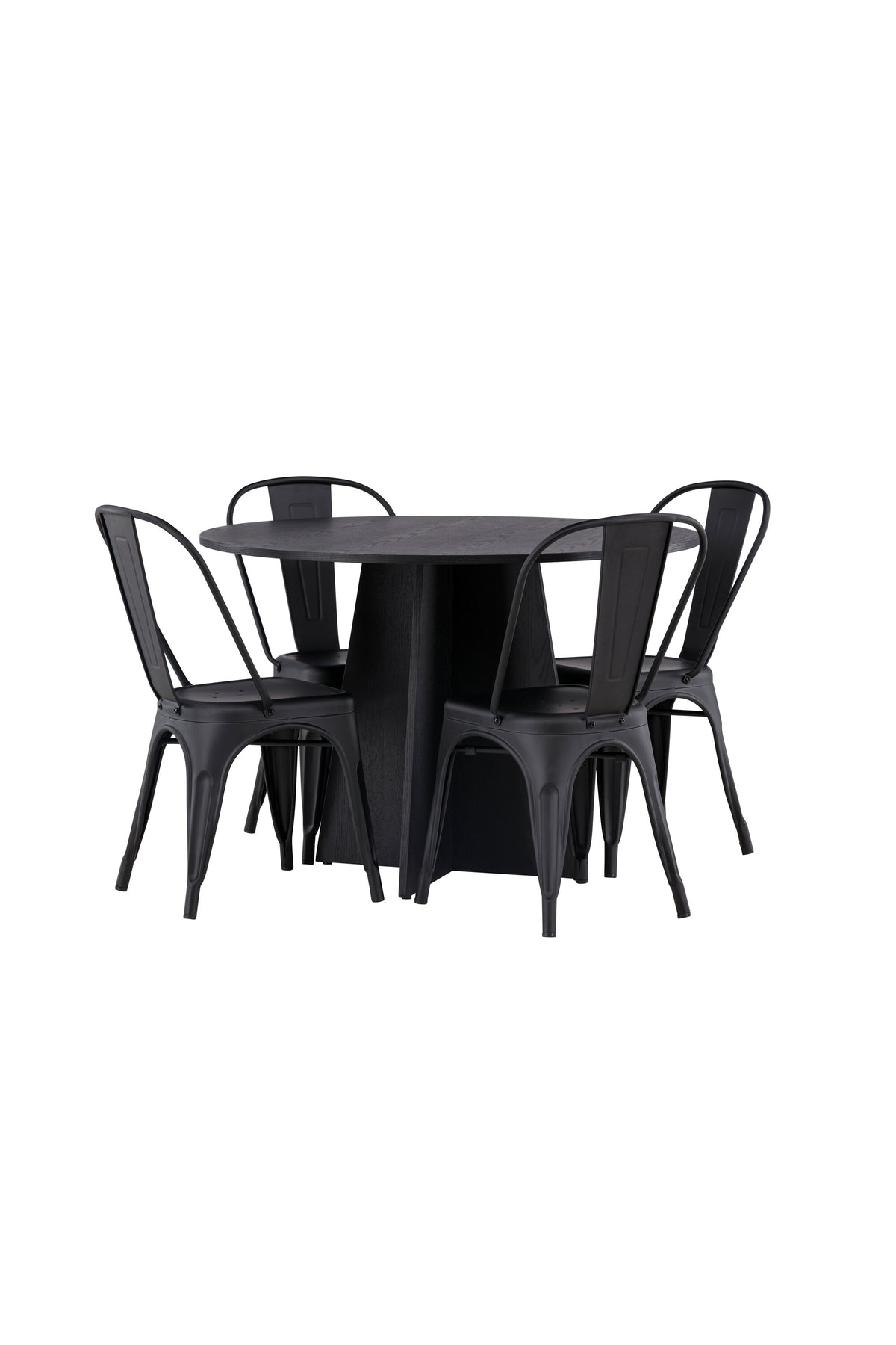 Bootcut Matbord med Tempe Stolarna – Bord: ⌀110 Stol: 53x85x45