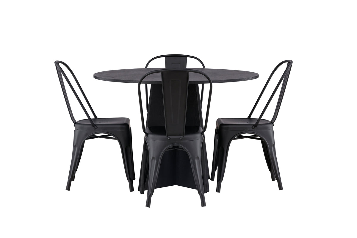 Bootcut Matbord med Tempe Stolarna – Bord: ⌀110 Stol: 53x85x45