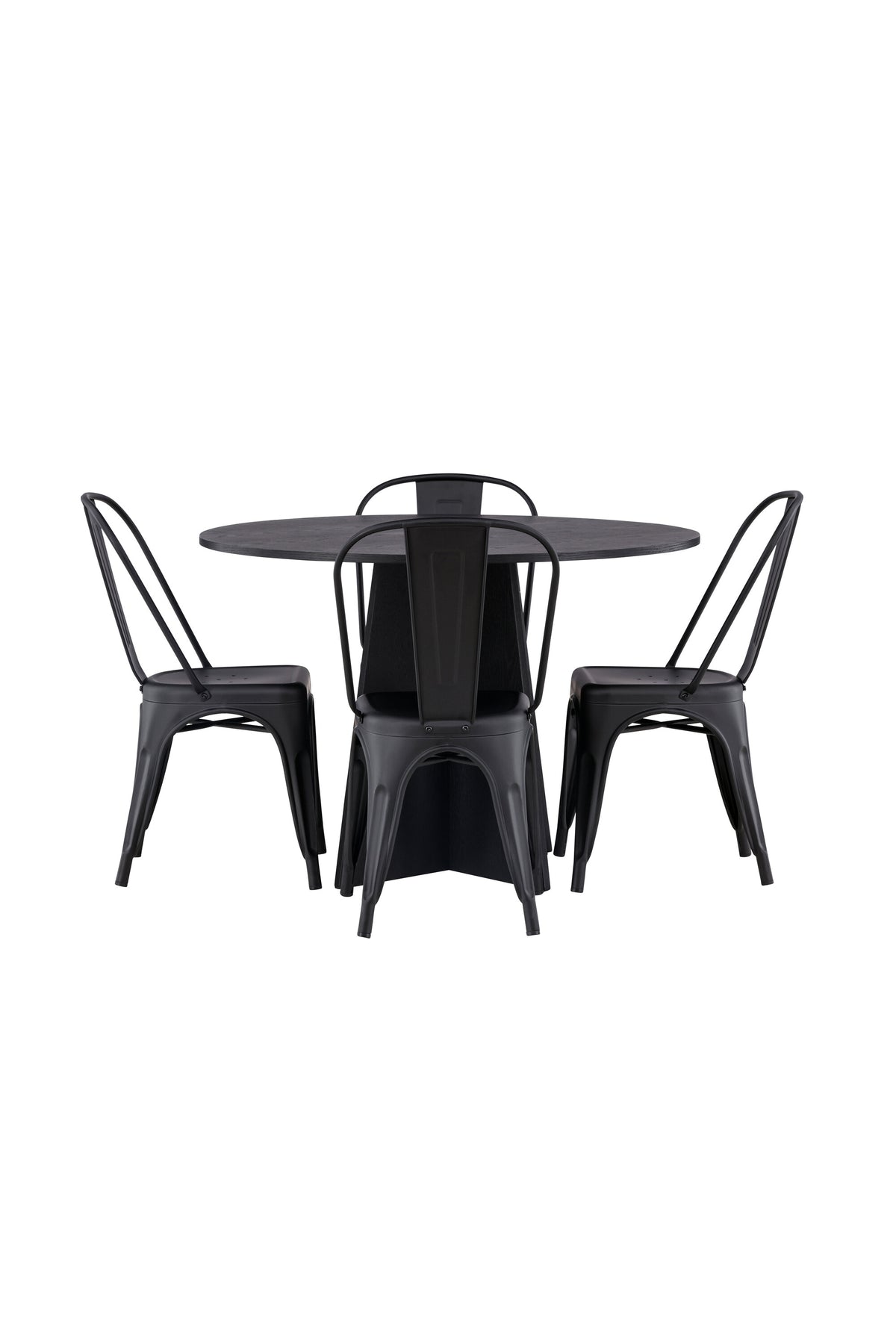 Bootcut Matbord med Tempe Stolarna – Bord: ⌀110 Stol: 53x85x45