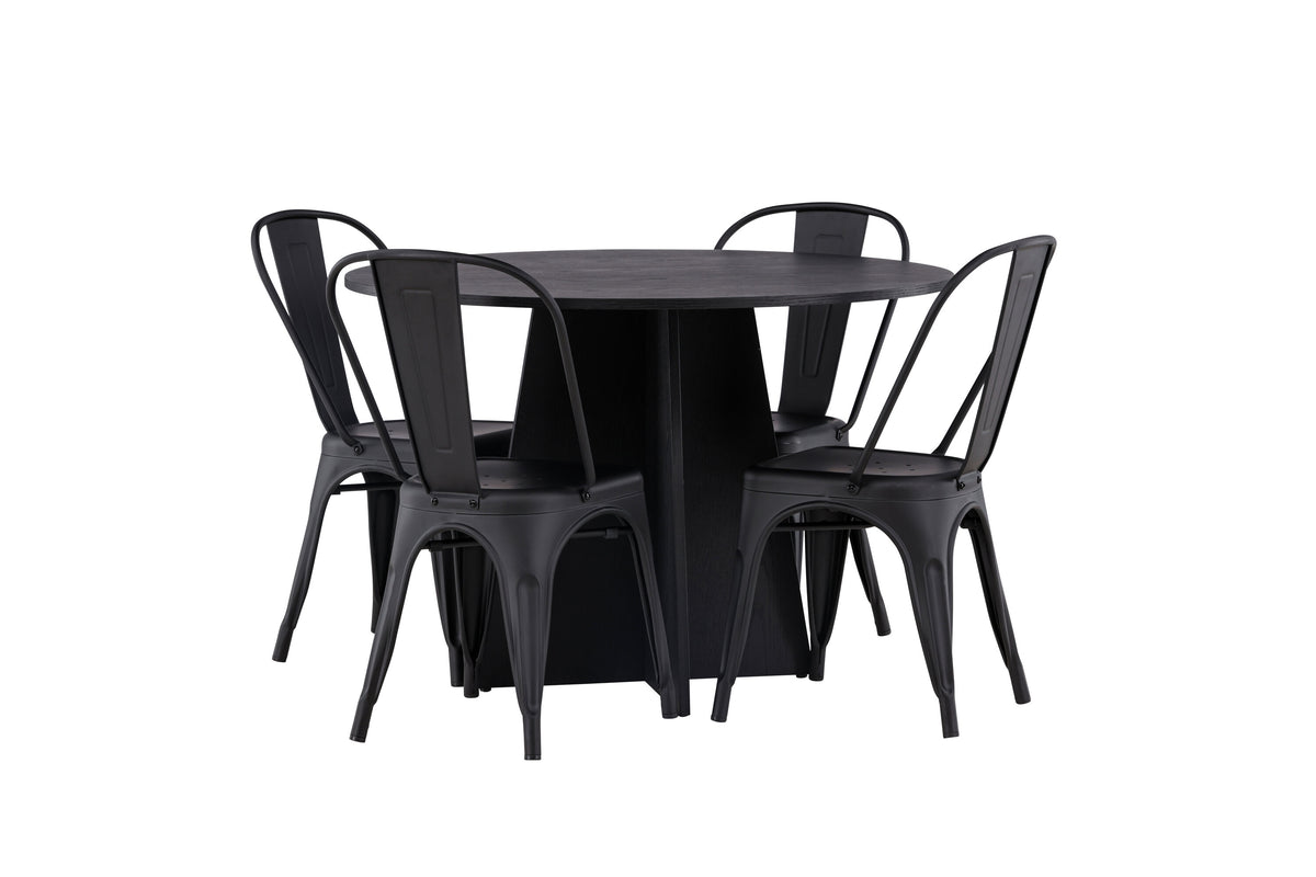 Bootcut Matbord med Tempe Stolarna – Bord: ⌀110 Stol: 53x85x45