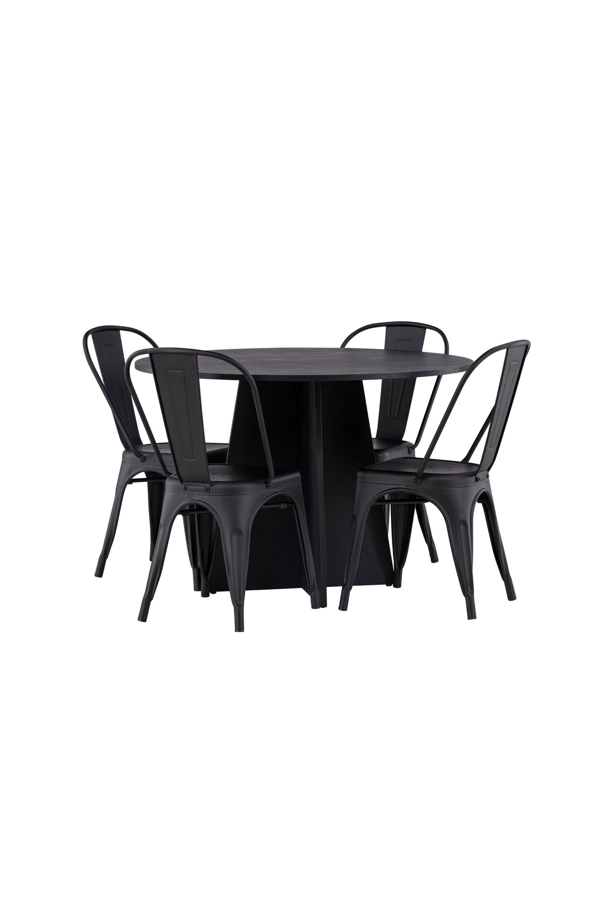 Bootcut Matbord med Tempe Stolarna – Bord: ⌀110 Stol: 53x85x45