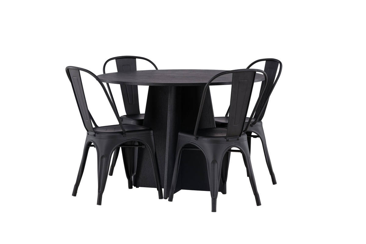 Bootcut Matbord med Tempe Stolarna – Bord: ⌀110 Stol: 53x85x45