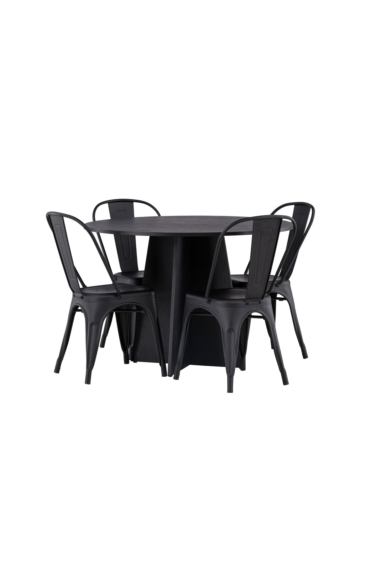 Bootcut Matbord med Tempe Stolarna – Bord: ⌀110 Stol: 53x85x45