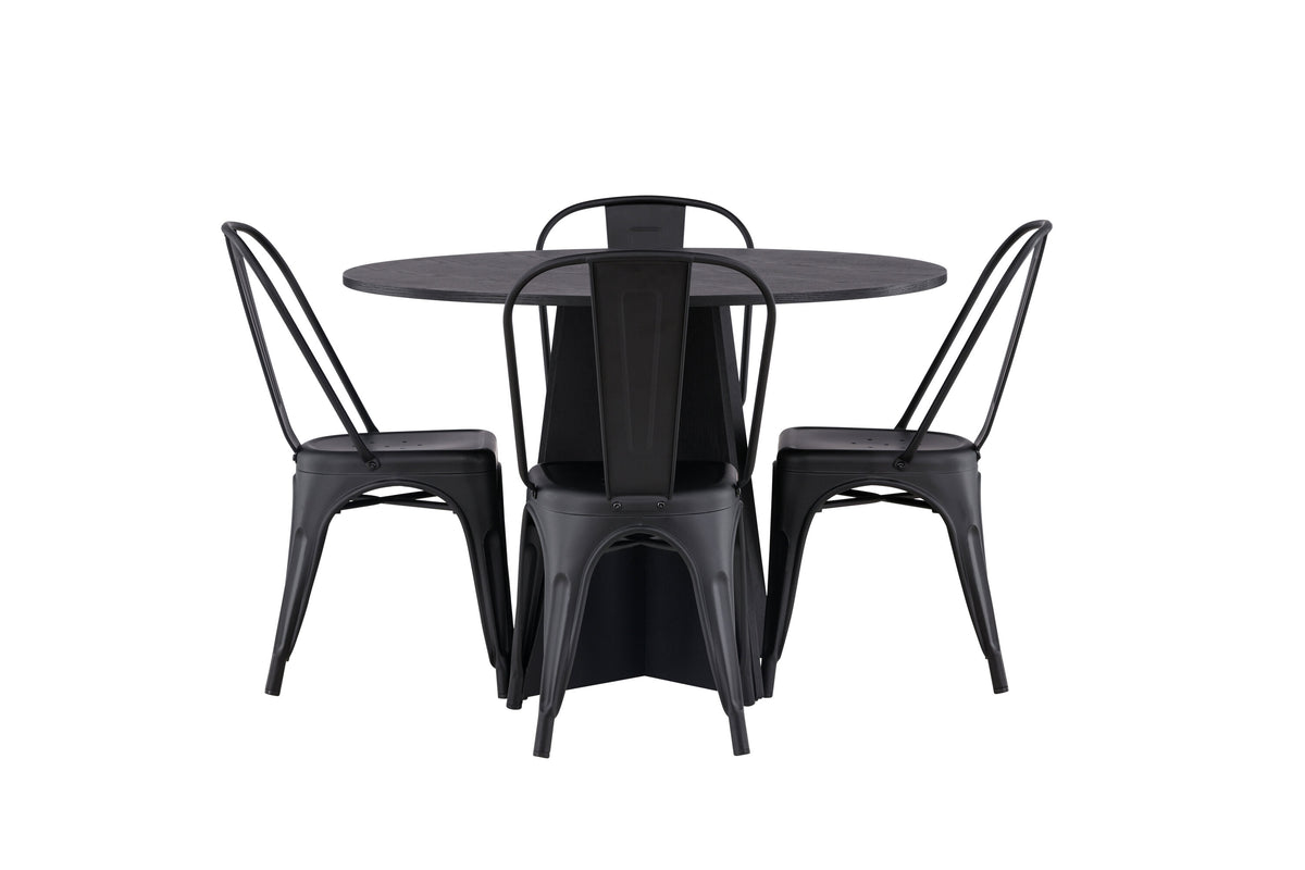 Bootcut Matbord med Tempe Stolarna – Bord: ⌀110 Stol: 53x85x45