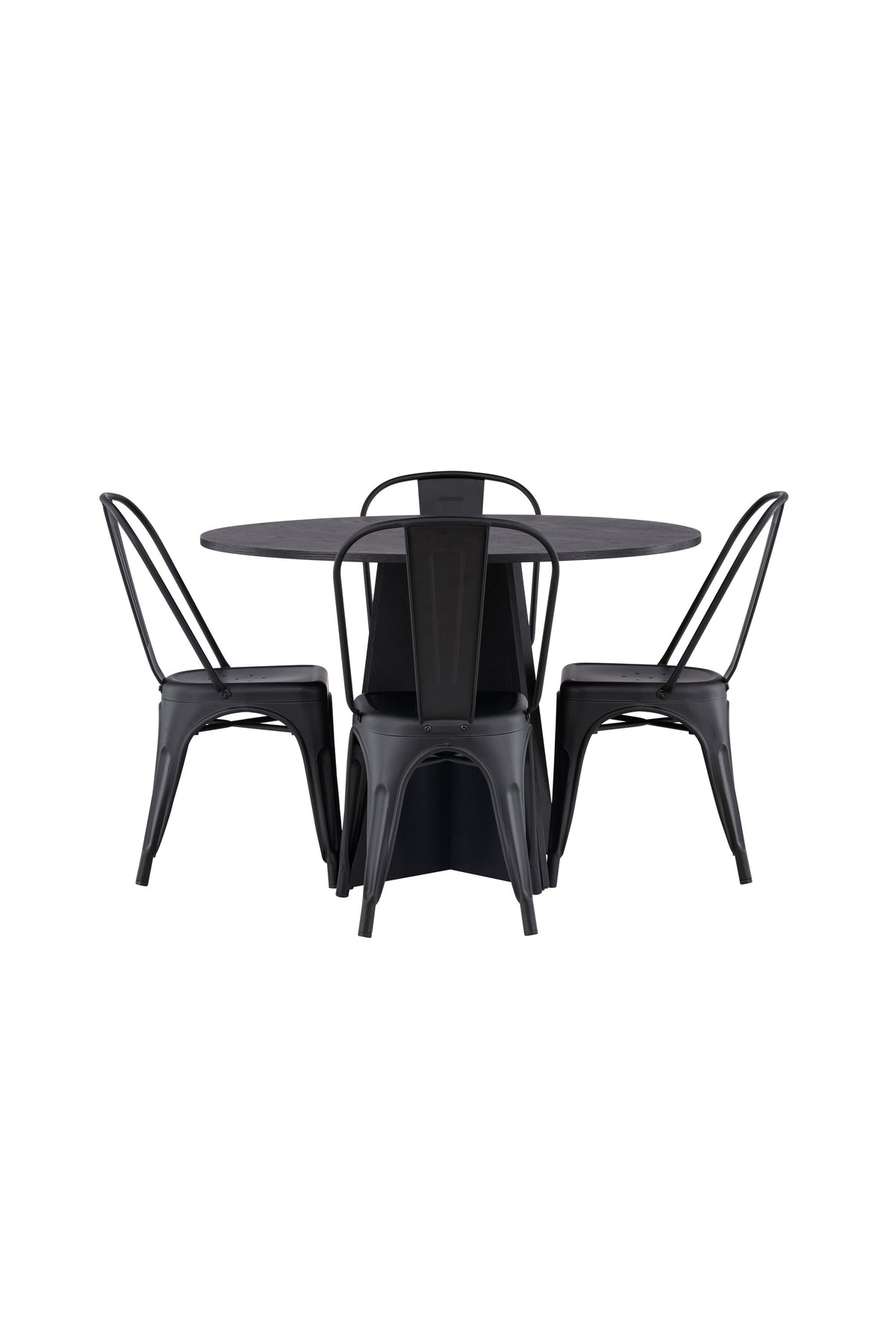 Bootcut Matbord med Tempe Stolarna – Bord: ⌀110 Stol: 53x85x45