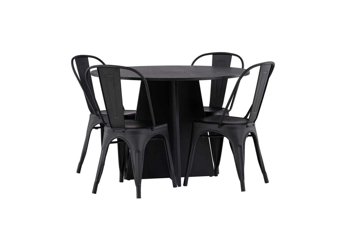 Bootcut Matbord med Tempe Stolarna – Bord: ⌀110 Stol: 53x85x45