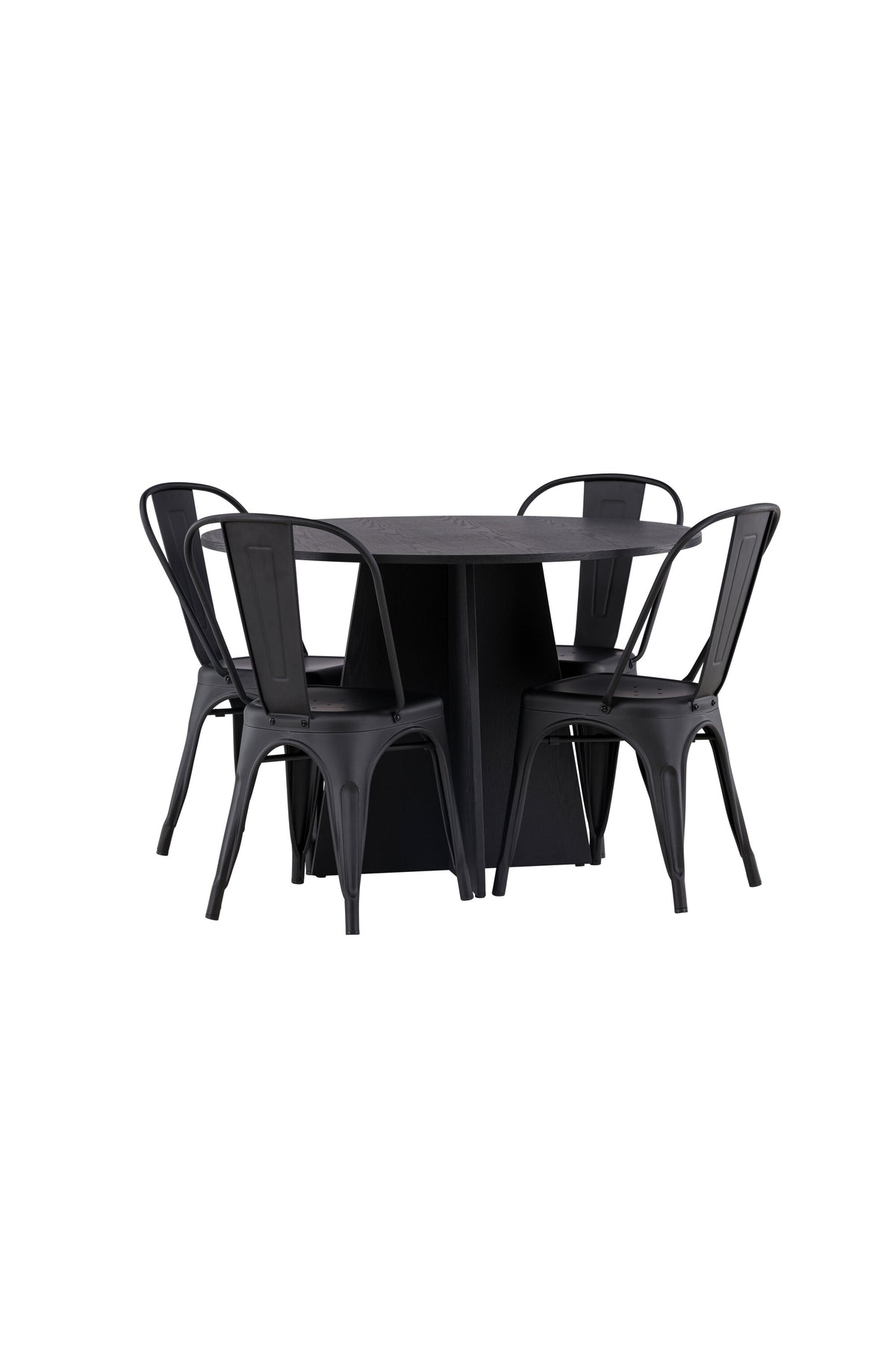 Bootcut Matbord med Tempe Stolarna – Bord: ⌀110 Stol: 53x85x45